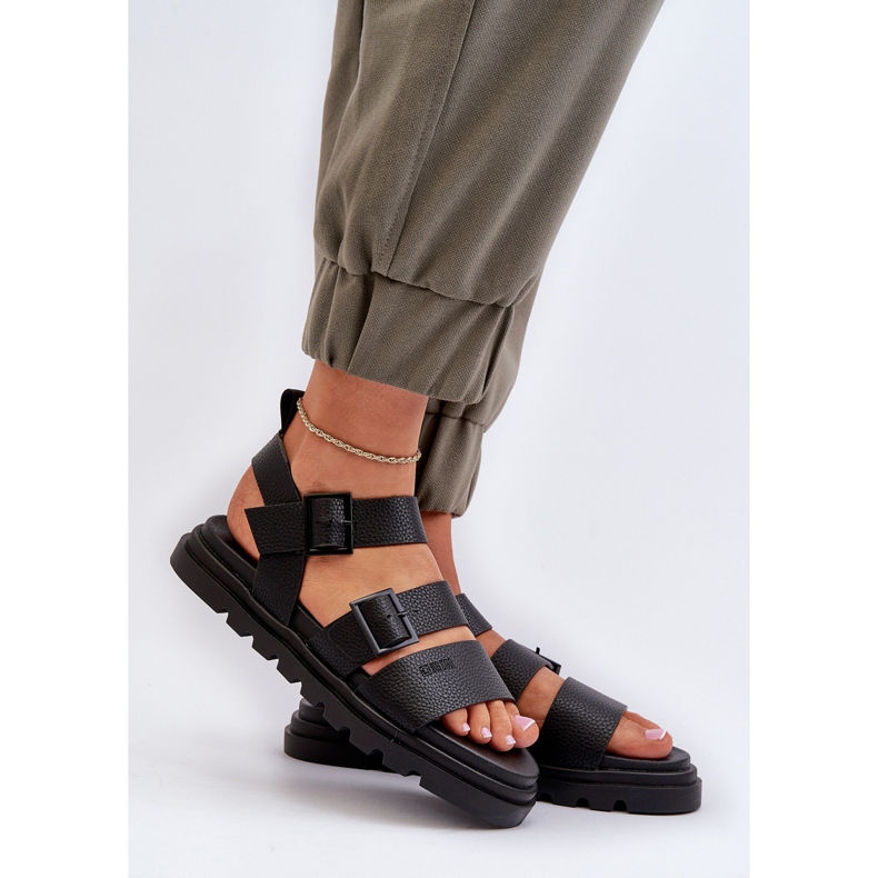 Sandales en cuir écologique pour femmes Big Star NN274065 Noir 2
