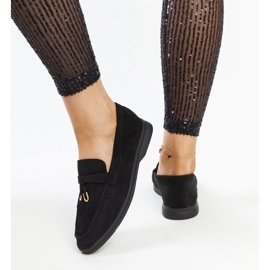 Mocassins noirs avec pendentif en métal de Fiorano le noir 1