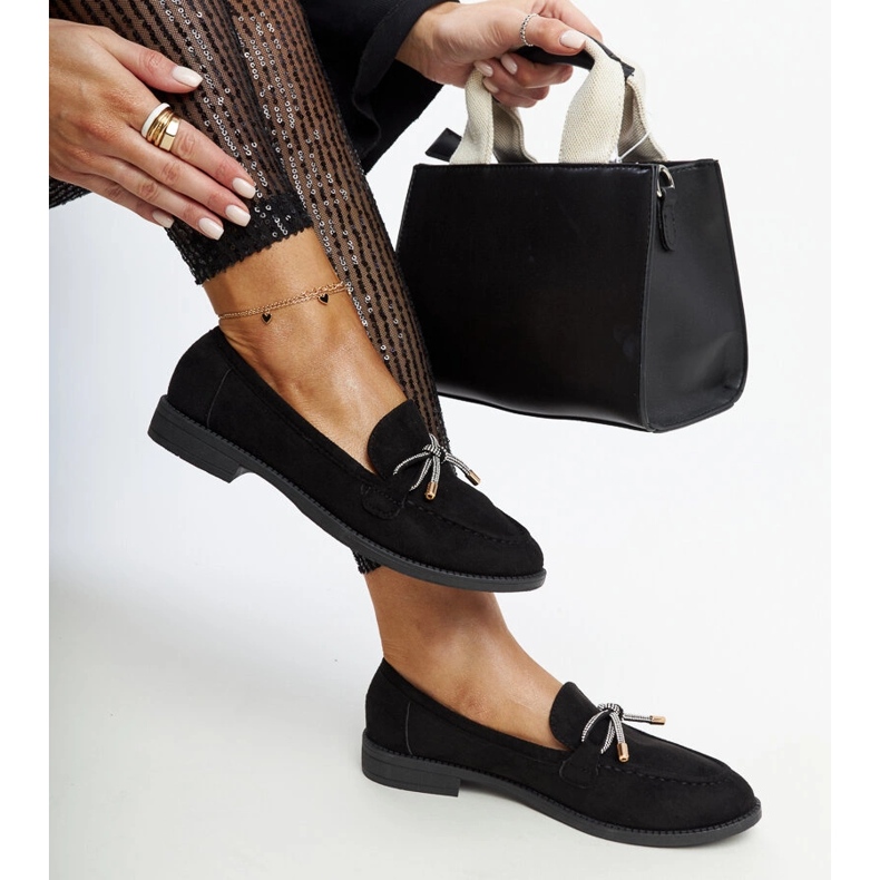 Mocassins noirs avec nœud décoratif Endike le noir 1