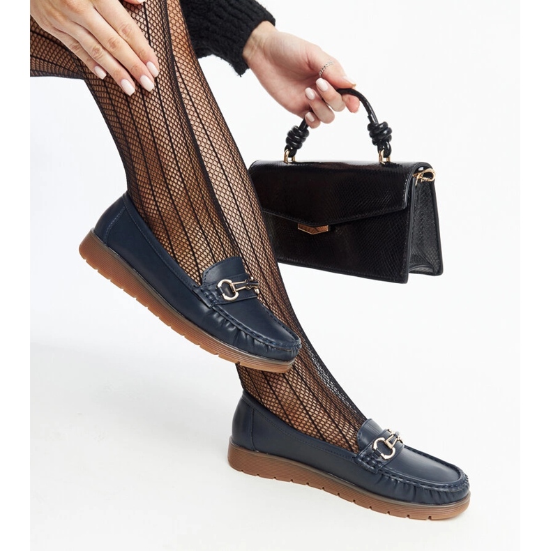 Mocassins bleu marine à boucle d'Anisah 1