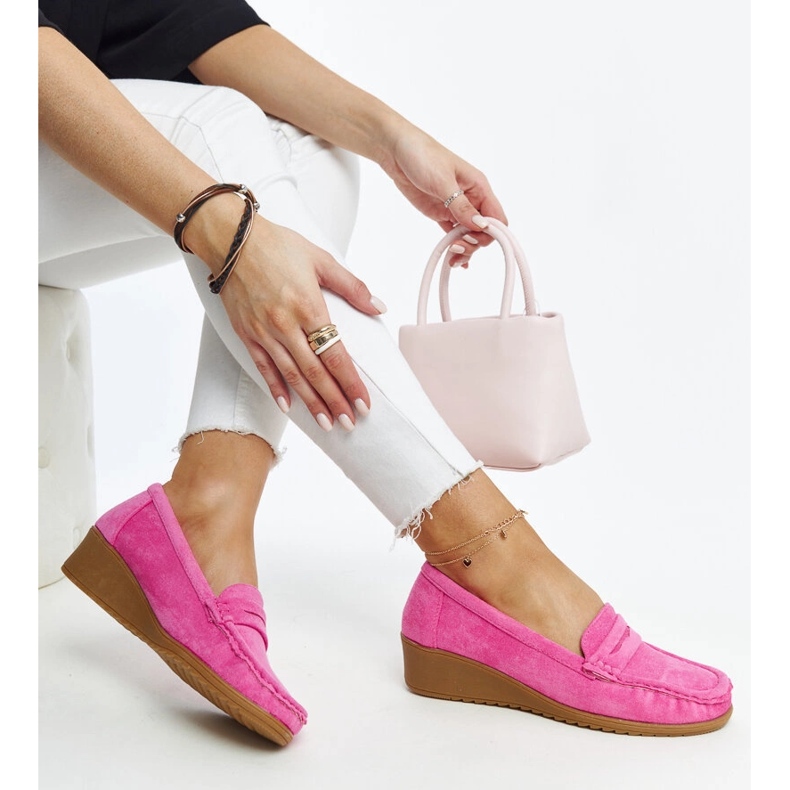 Mocassins compensés en daim rose foncé par Sakena 1