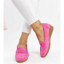 Mocassins compensés en daim rose foncé par Sakena 2