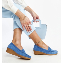 Mocassins compensés en daim bleu Sakena 1