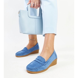 Mocassins compensés en daim bleu Sakena 2