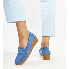 Mocassins compensés en daim bleu Sakena 3
