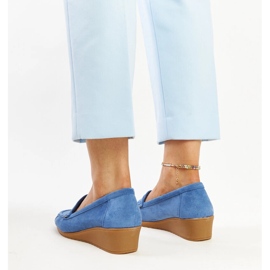 Mocassins compensés en daim bleu Sakena 4