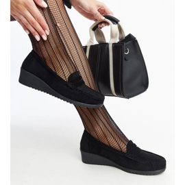 Mocassins compensés en daim noir Sakena le noir 1