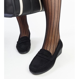 Mocassins compensés en daim noir Sakena le noir 3