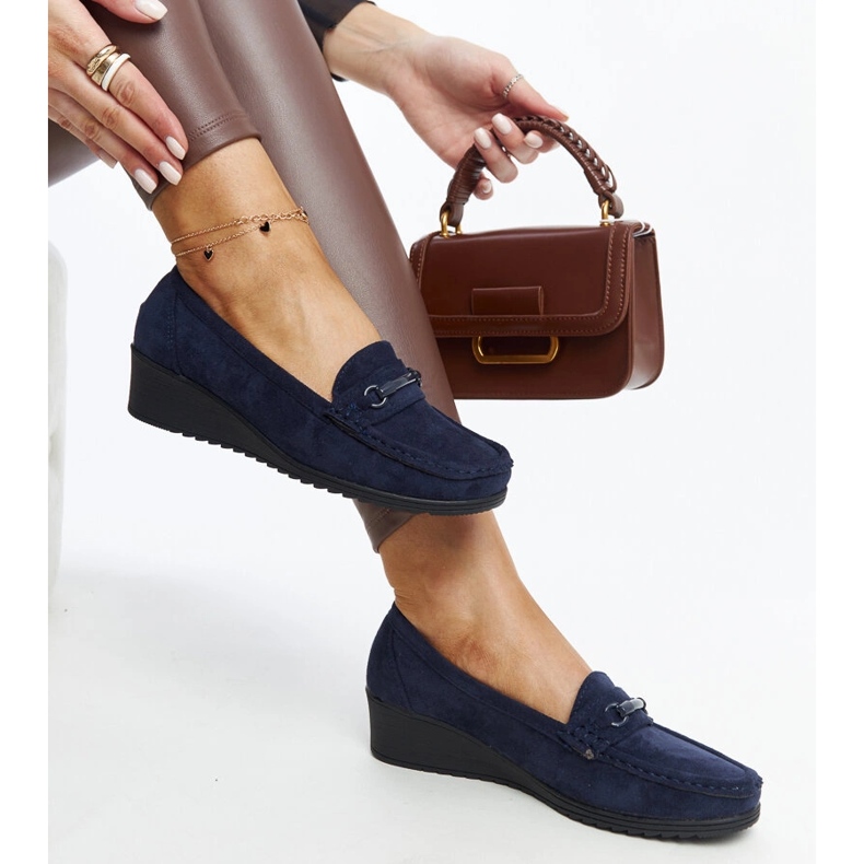 Mocassins compensés bleu marine d'Amel 1