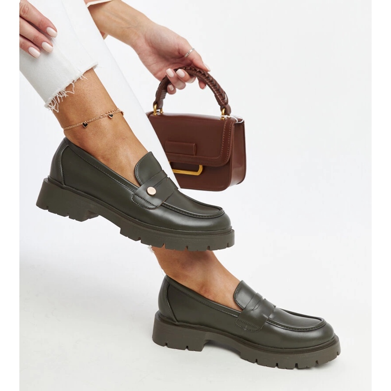 Mocassins en cuir Eco vert foncé Mladenka 1