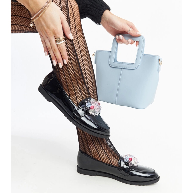 Mocassins vernis noirs avec cristaux Mirela 1