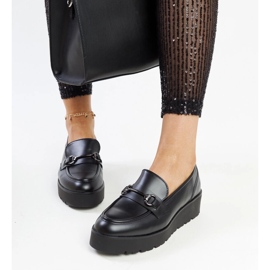 Mocassins compensés noirs Oili le noir 1