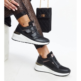 Baskets compensées noires à fermeture velcro d'Orly le noir 1