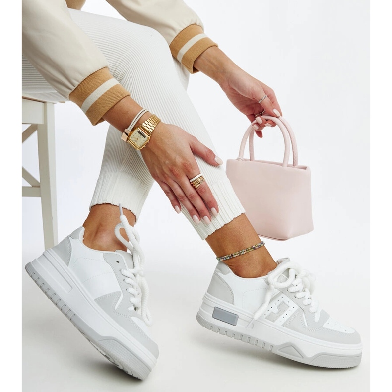 Baskets Galit blanches et grises à semelle épaisse 1