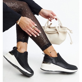 Baskets compensées noires Ashley avec strass le noir 1