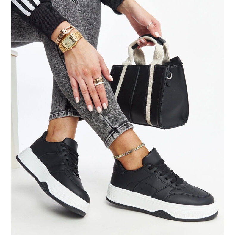 Baskets noires à semelle épaisse Rafida le noir 1