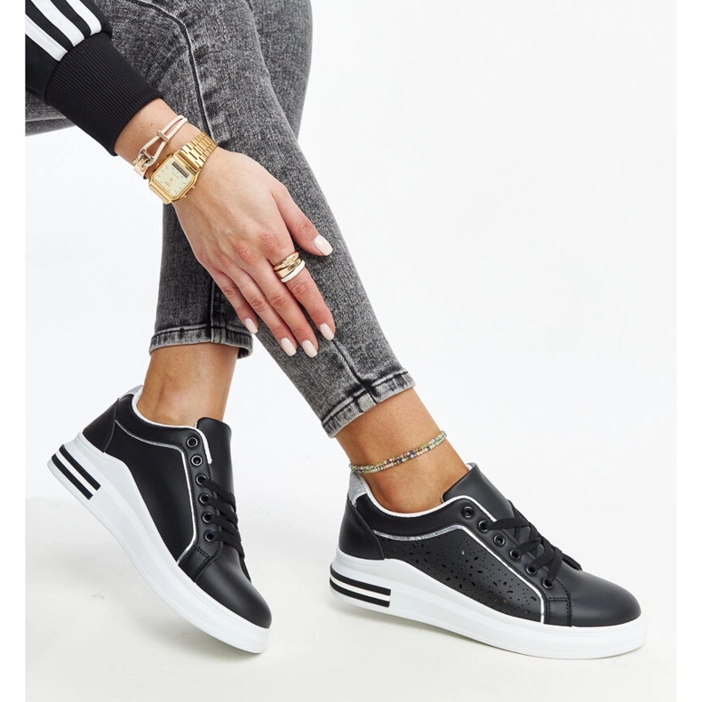 Baskets noires ajourées à paillettes Zorka le noir 2