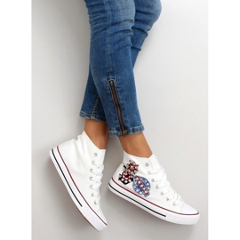 Baskets cheville avec pierres BL101P Blanc blanche 1