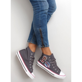 Baskets cheville avec pierres BL101P Gris 1 Baskets cheville avec pierres BL101P Gris 1