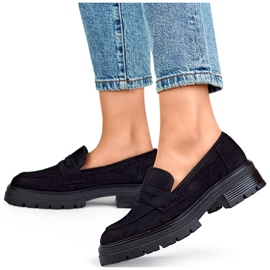 Mocassins femme en daim noir, mocassins noirs le noir 3