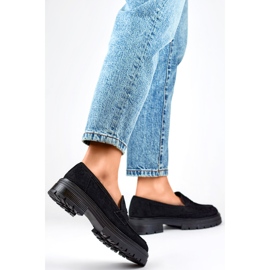 Mocassins femme en daim noir, mocassins noirs le noir 2