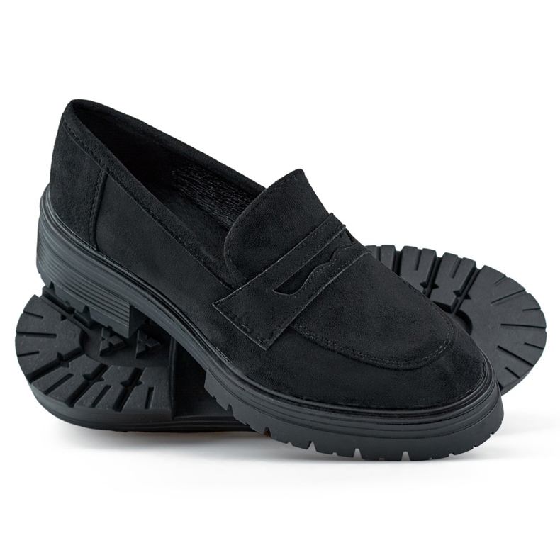 Mocassins femme en daim noir, mocassins noirs le noir 1