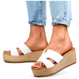 Sandales compensées femme blanches 3