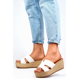 Sandales compensées femme blanches 4