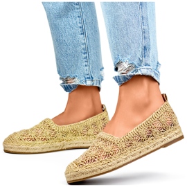 Espadrilles femme dentelle dorée d'or 2