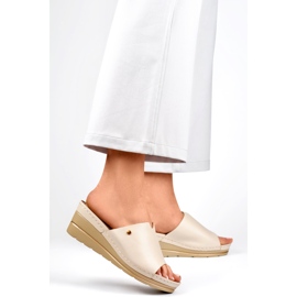 Sandales compensées confortables pour femmes beiges 2
