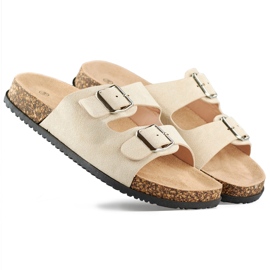 Chaussons femme caramel à deux boucles brun 2