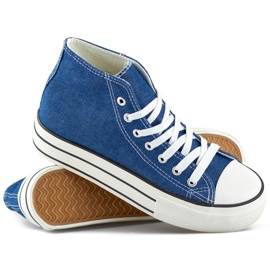 Baskets en jean au dessus de la cheville avec une semelle épaisse bleu 1