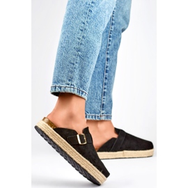 Espadrilles couvertes femme à boucle, noir le noir 2