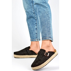 Espadrilles couvertes femme à boucle, noir le noir 4