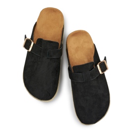 Espadrilles couvertes femme à boucle, noir le noir 1