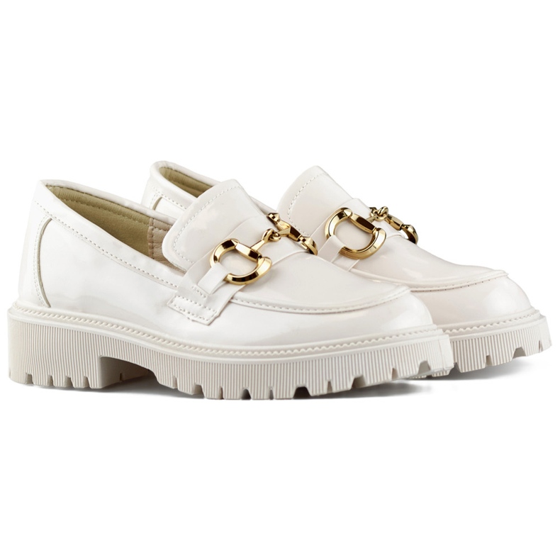 Mocassins femme beige verni 1 Mocassins femme beige verni 1