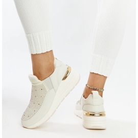 Baskets compensées Ashleey beiges avec strass 3
