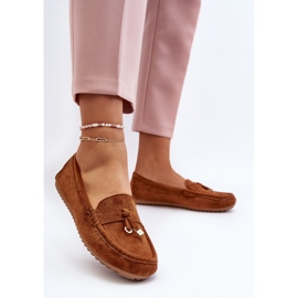 Mocassins Ontala classiques en suède pour femmes, couleur camel brun 2