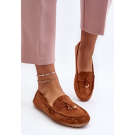Mocassins Ontala classiques en suède pour femmes, couleur camel brun 4