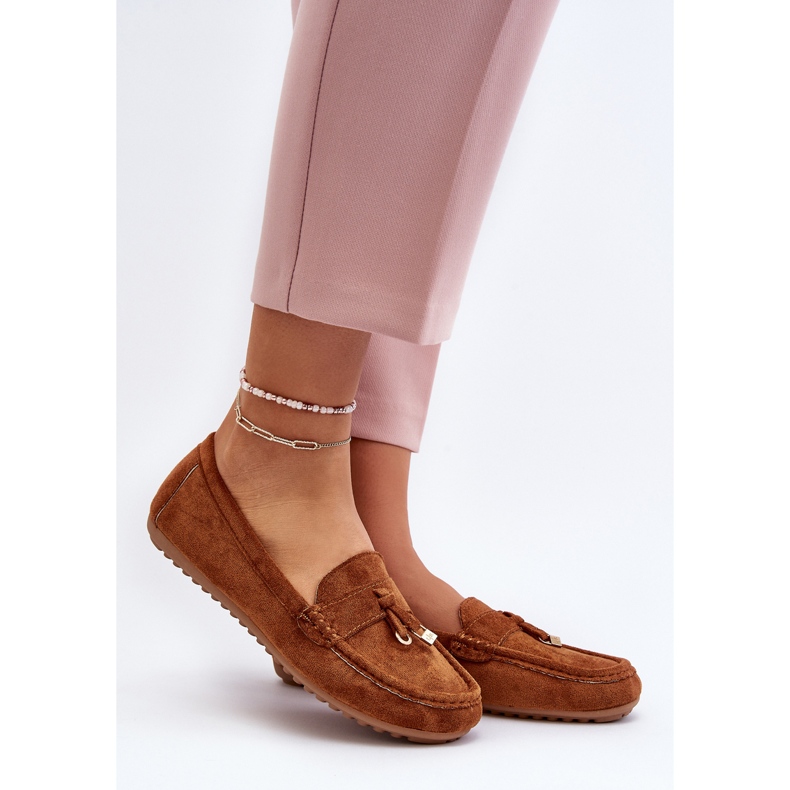 Mocassins Ontala classiques en suède pour femmes, couleur camel brun 1