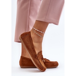 Mocassins Ontala classiques en suède pour femmes, couleur camel brun 7