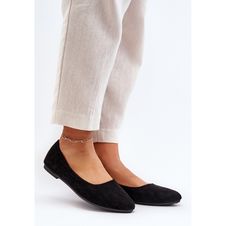 Ballerines femme Kommia en daim noires 2