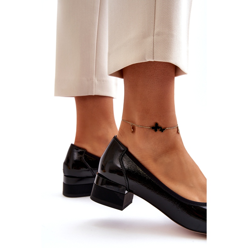 Vinceza Escarpins en cuir verni avec noeud sur bloc, noir le noir 5