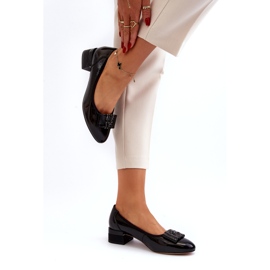 Vinceza Escarpins en cuir verni avec noeud sur bloc, noir 4