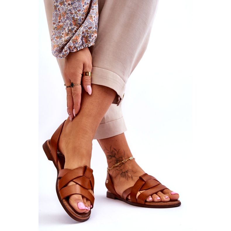 Zazoo Sandales à enfiler confortables en cuir marron Kayla brun 2 Zazoo Sandales à enfiler confortables en cuir marron Kayla brun 2