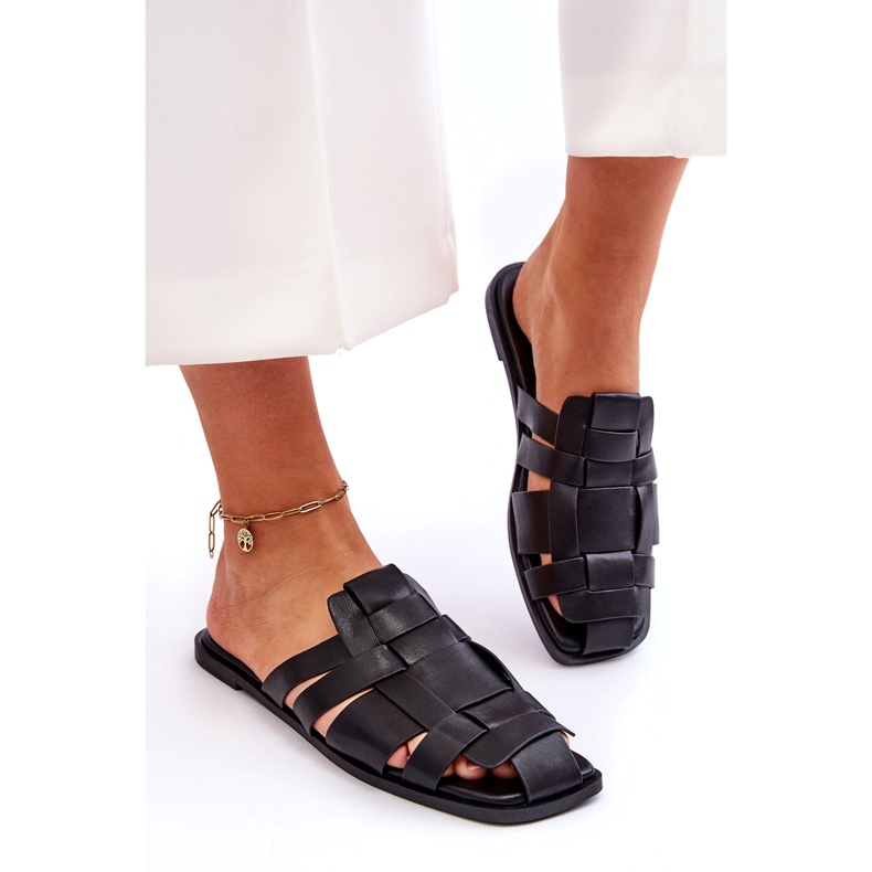 Slippers de l'éco-cuir des femmes noires le noir 1