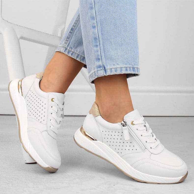 Chaussures de sport en cuir pour femmes, blanches eVento 7110 1