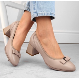 Chaussures femme en cuir beige à talon décoratif, Filippo DP6178 1