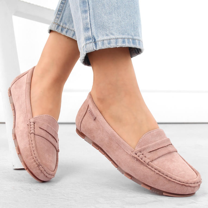 Mocassins confortables en daim pour femmes, rose Big Star NN274928 1