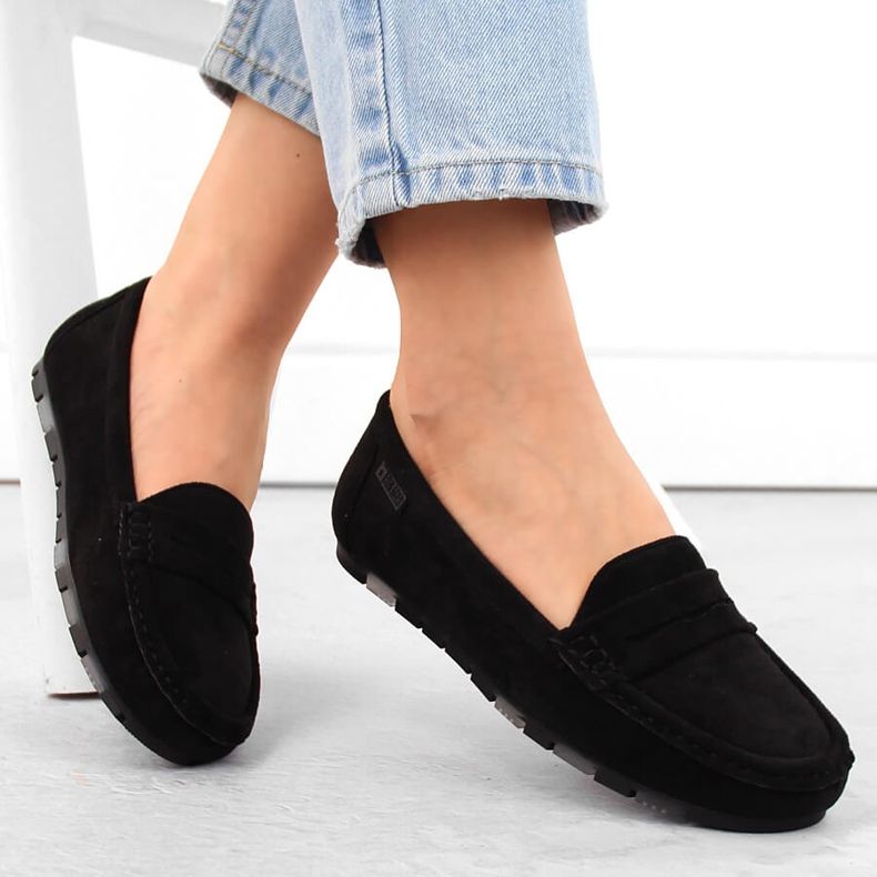 Mocassins confortables en daim noir pour femme Big Star NN274929 le noir 1